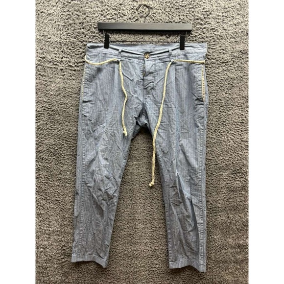 Antony‎ Morato Andreas Pinstripe Cotton-Linen Button-Fly Pants Blue Mens Size 48